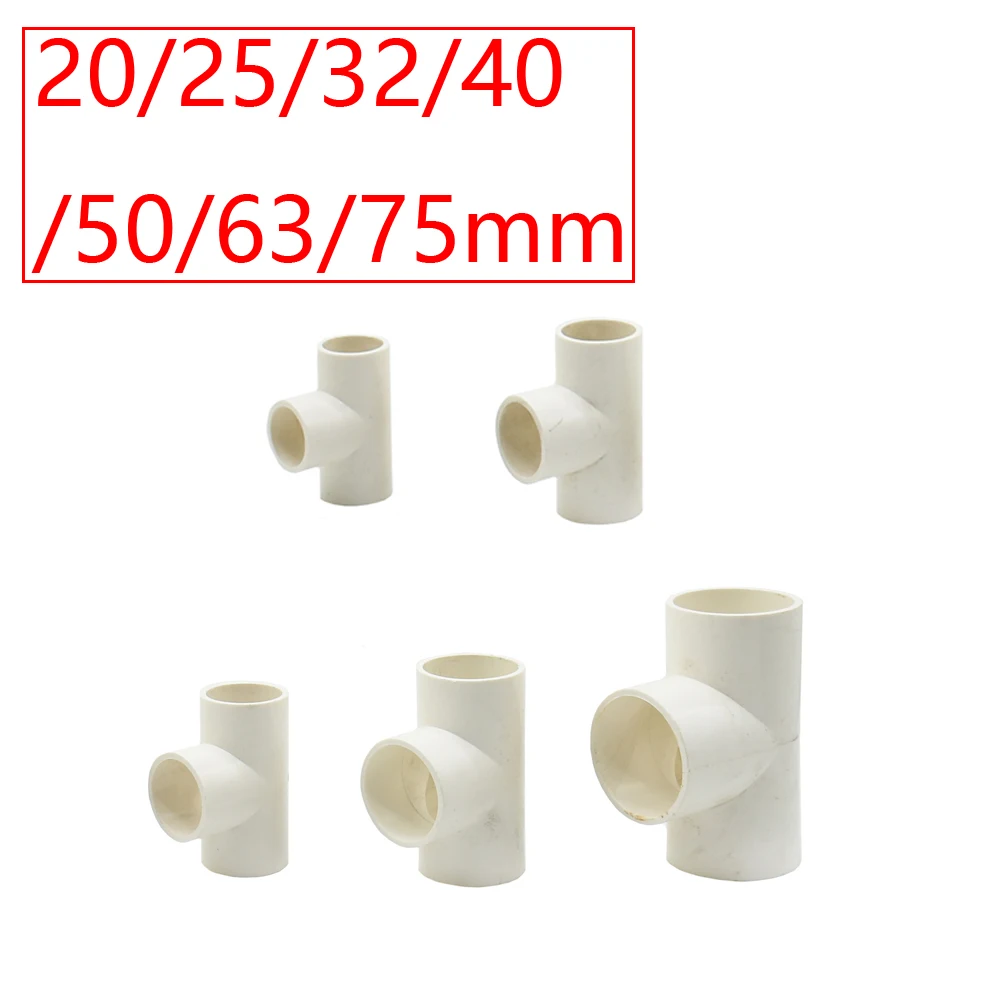 Pvc Tube Connector 20/25/32/40/50/63/75mm Tee Elbow Straight Joint Plastic Welding Coupler Farm Irrigation Water Pipe Fitting