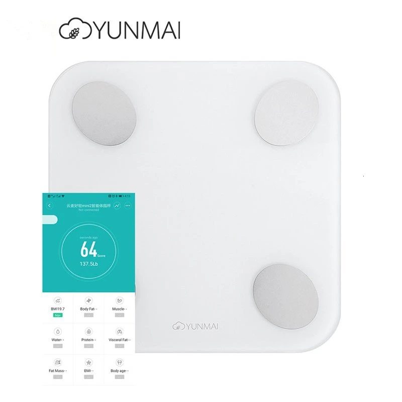 Смарт весы xiaomi youpin Yunmai Mini 2 цифровой прибор для измерения жира с поддержкой Bluetooth