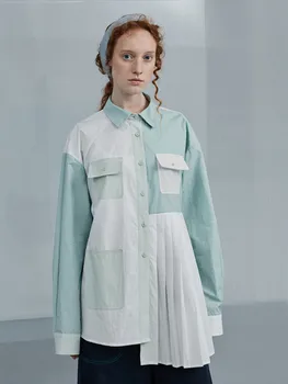 

Original Design AIGYPTOS Spring Women Shirts Casual Loose Cotton Shirts Classic Pleated Patchwork Shirts harajuku korean blouses