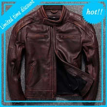 Новинка, осенне-зимняя винтажная мужская куртка из воловьей кожи, брендовая дизайнерская мужская куртка из натуральной кожи, Ретро стиль, локомотив, мужская куртка