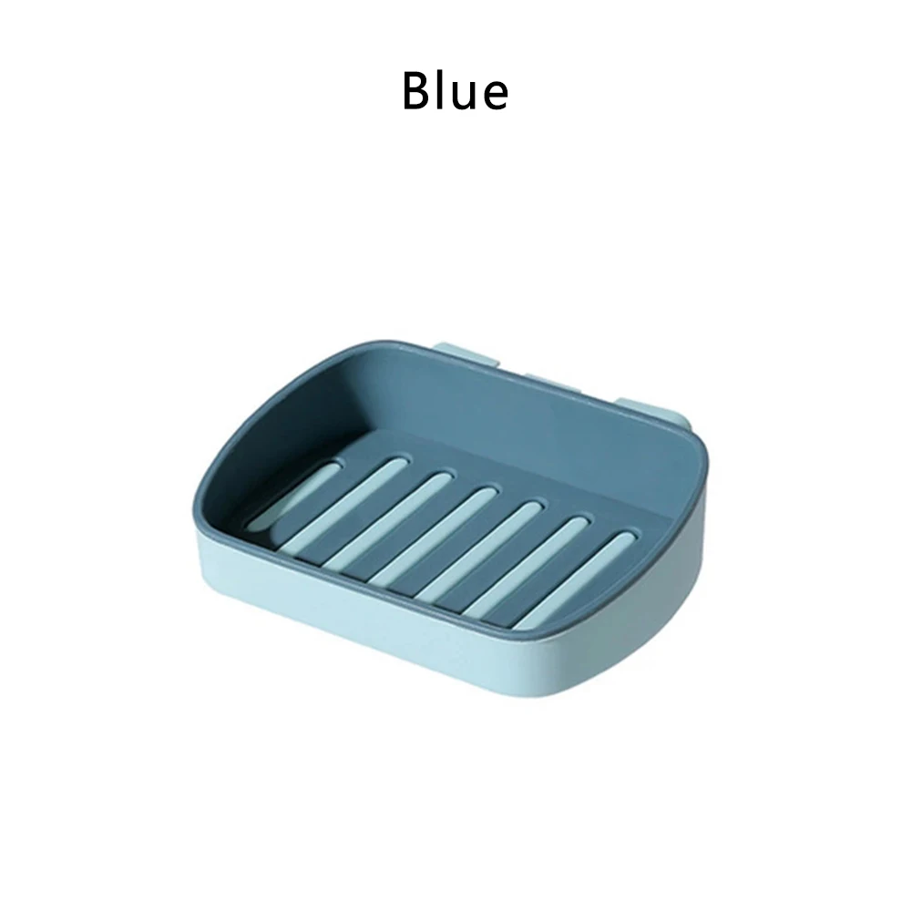 Синий Wall Mounted Self Adhesive Soap Sponge Dish No Drilling Soap Storage Shelf For Bathroom Convenient Practical Eco-Friendly Tool - Цвет: Синий