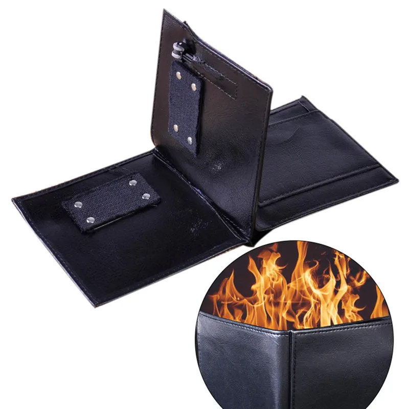 Stage Magic Trick Leather Flame Fire Wallet Street Magician Prop Magic Show 