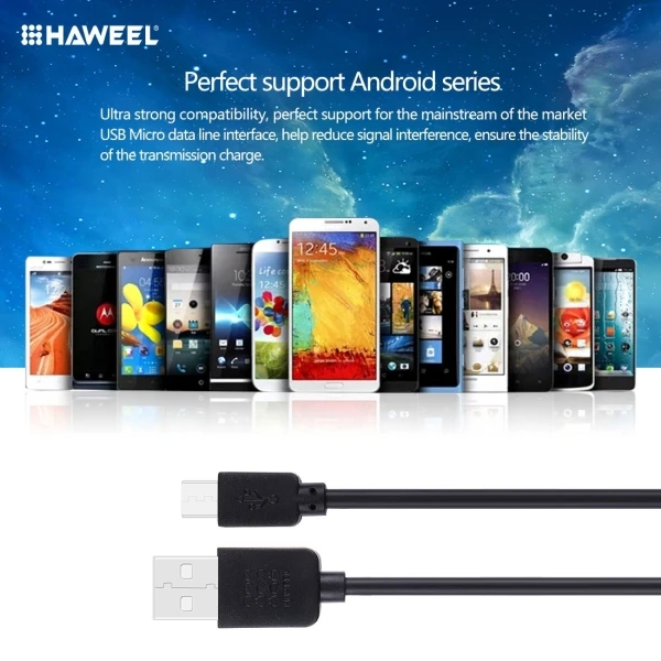 HAWEEL 1m High Speed 35 Cores Micro USB to USB Data Sync Charging Cable For Galaxy/Huawei/Xiaomi/LG/HTC and other Smart Phones