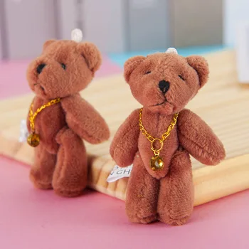 

5PCS/Lot Mini Joint Bear Stuffed Plush Toys 6cm Cute Light Ted Bears Pendant Dolls Gifts Birthday Wedding Party Decor