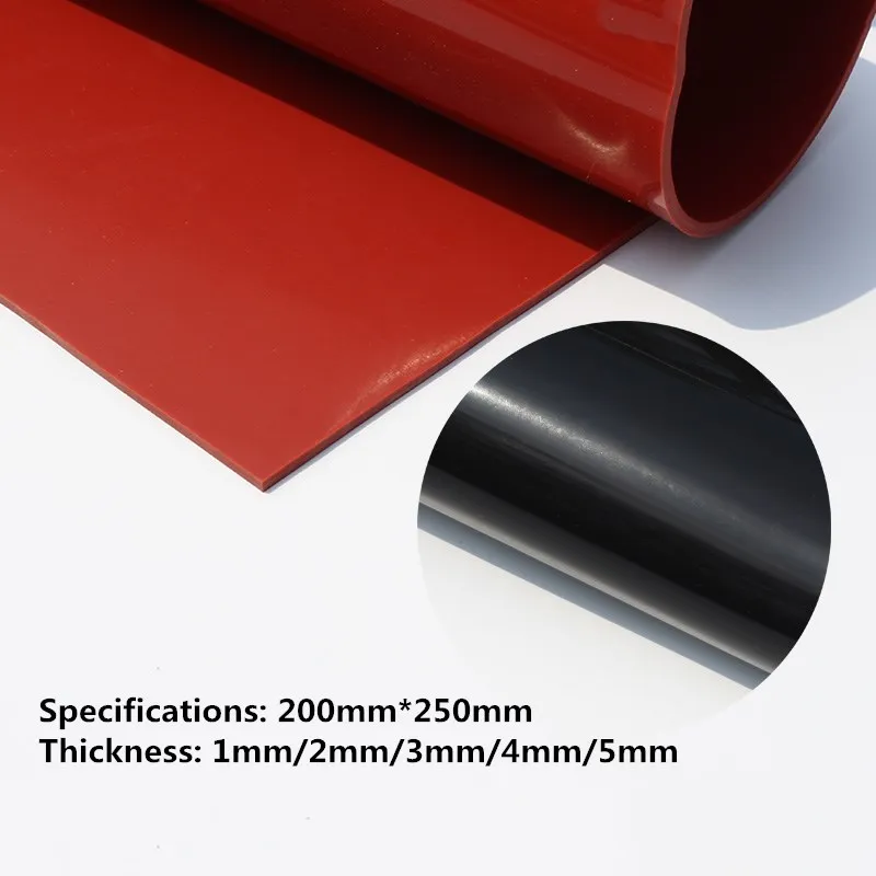 Heat-Resistant Red/Black Silicone Rubber Sheet - 250x250mm, 1mm/2mm Thick