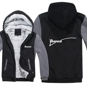 

Guitar brand Ibanez Hoodies Mens Zipper Coat Fleece Thicken Music Fans Hip Hop Ibanez Sweatshirt Mans Clothing