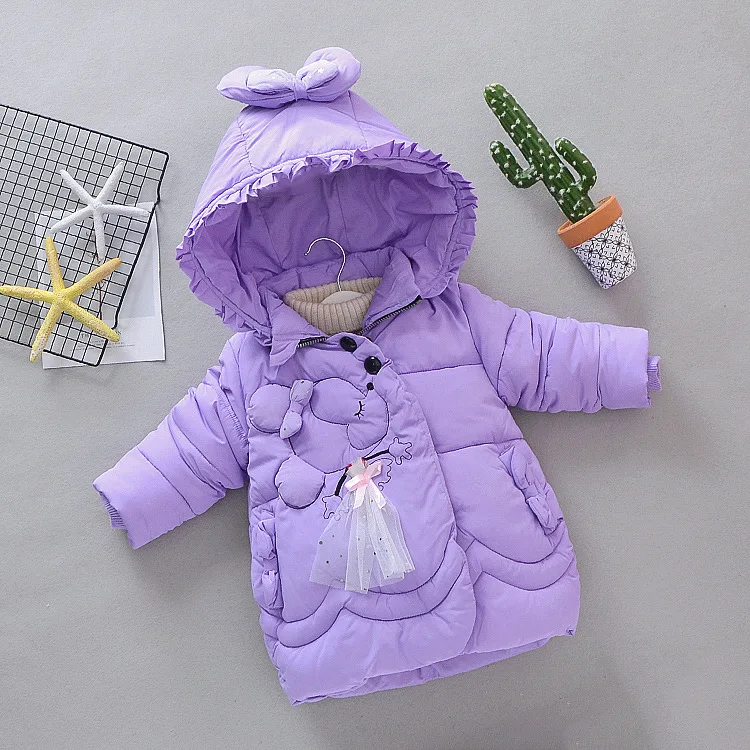 

Girls warm coats winter kids cotton cute thick outerwear for baby girls children cartoon hoodies clothing girls coats doorout