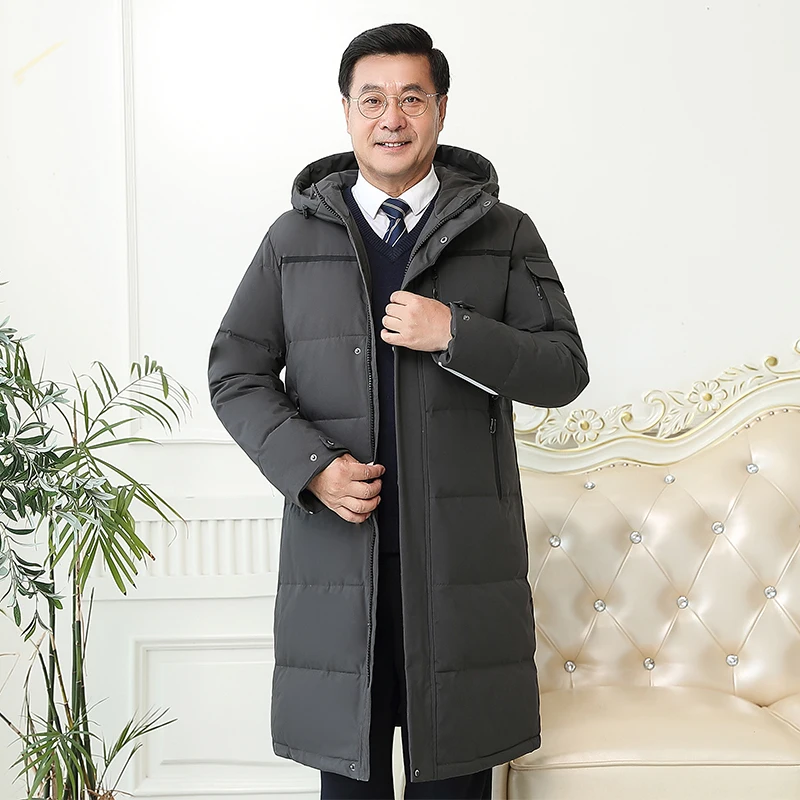 Veste longue en duvet de canard blanc pour homme, manteau chaud et  imperméable à capuche, Parka grande taille 5XL, hiver