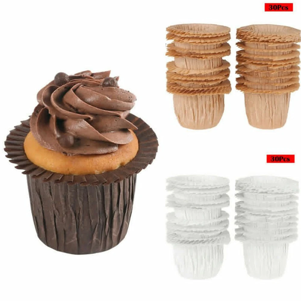 30PCS/Set Color Solid Color Muffin Cases Paper Cups Cake Cupcake Liner Baking Mold Paper Cake Party Tray Cake Decorating Tool
