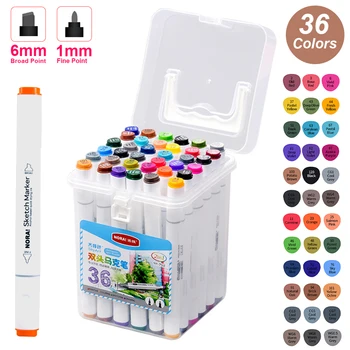 

36 Colors Art Markers Set Dual Heads Broad Fine Point Alcohol Based Marker Pens with PP Storage Box for Artists Designers