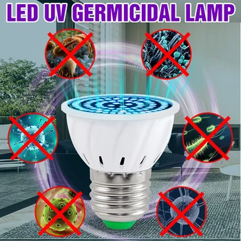 

E27 LED UV Desinfection Lamp 110V 220V Sterilizer Lamp Bulb 4W/6W/8W Ultraviolet Ozone Germicidal Bulb E14 B22 GU10 MR16
