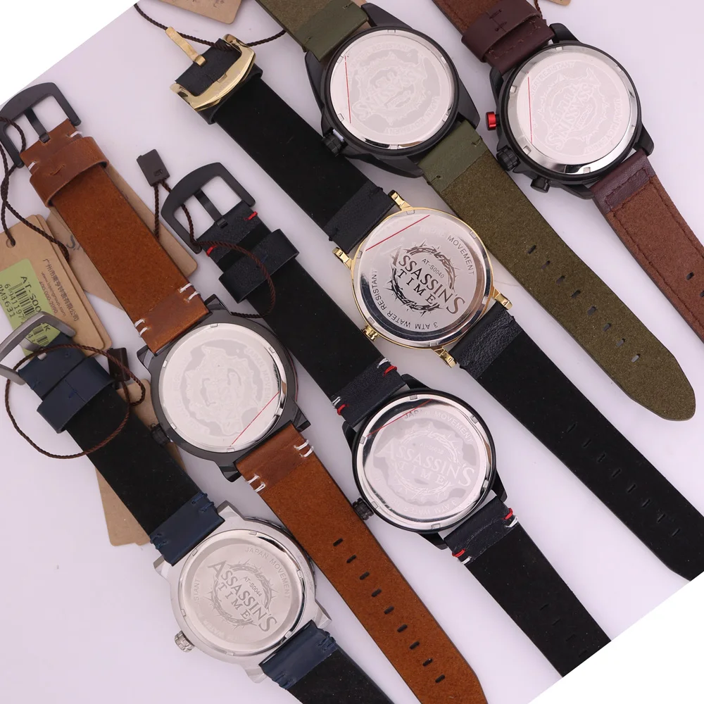 Final Sale Discount Assassin's Time Men's Watch Japan Quartz Real Leather Retro Hours Fashion Clock Boy Gift No Box
