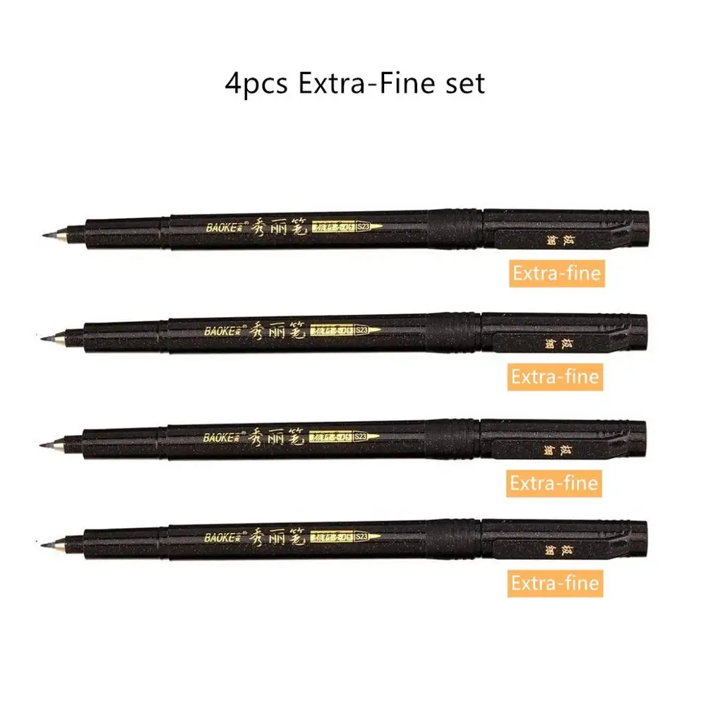 4pcs Hand lettering Calligraphy pen set Drawing Signature designs Learning Extra Fine Brush Art supplies School teacher F806 - Цвет: Extra fine set