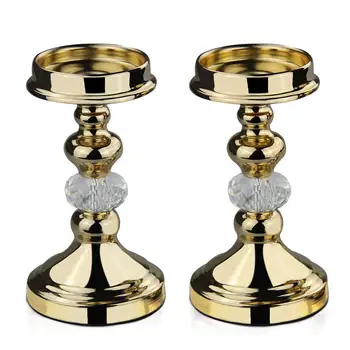 

VINCIGANT Pack of 2 Gold Pillar Candlesticks for Church Home Dining Room Table Decoration