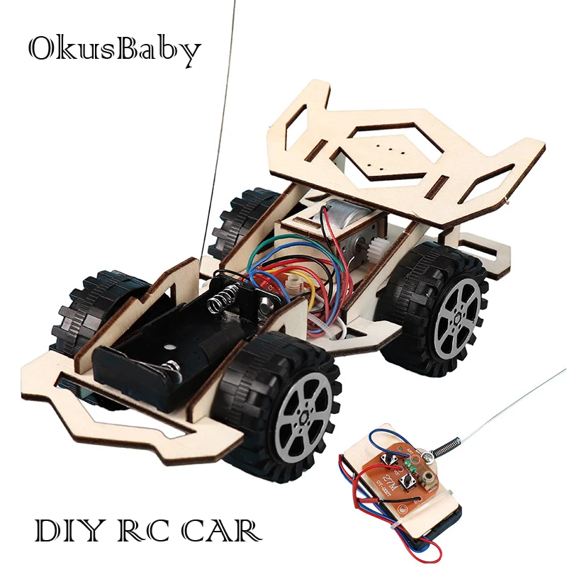 DIY RC спортивный автомобиль игрушки Дети образовательная деревянная модель