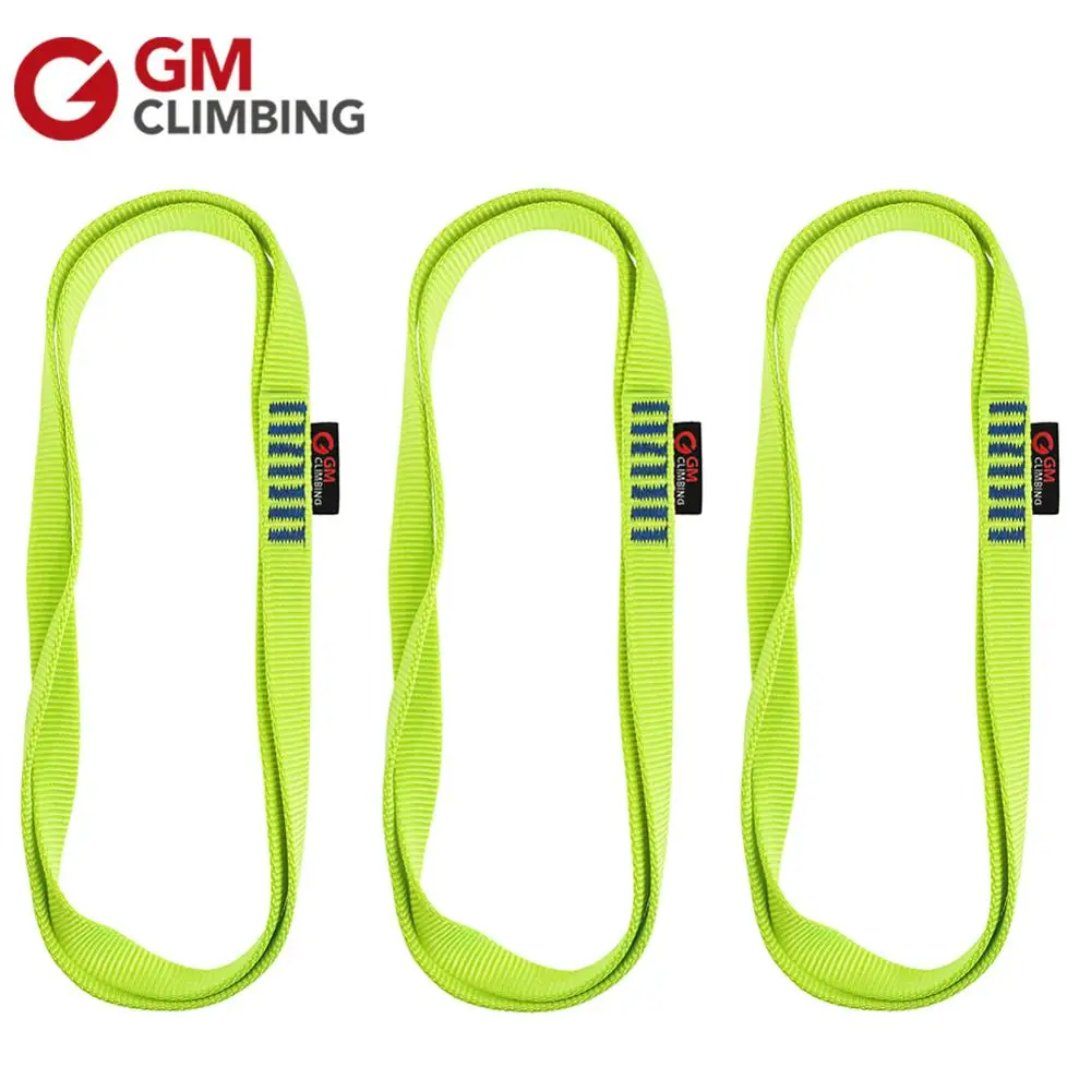 GM CLIMBING 3pcs 22kN Green Nylon Sling Webbing CE / UIAA 30cm / 60cm