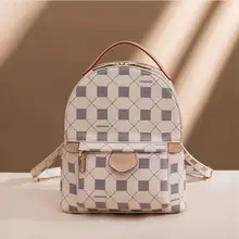 

Women's New Niche Design Bag Autumn And Winter Plaid PVC Retro Mini Backpack High Quality Contrast Color Small Backpack
