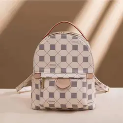 Women's New Niche Design Bag Autumn And Winter Plaid PVC Retro Mini Backpack High Quality Contrast Color Small Backpack
