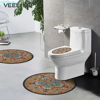 

Retro Pattern Toilet Stickers Set PVC Bathroom Wall Ground Sticker Self Adhesive Waterproof Anti-slip Home Decoration Art Decals