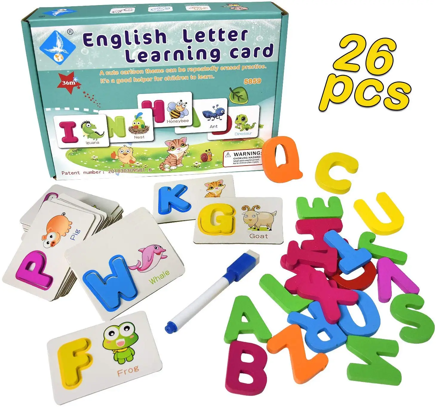 

Wooden ABC Letters Matching Flash Cards Puzzle Learning Toy - Ideal for Reading and Writing Toys for Kindergarten Toddlers
