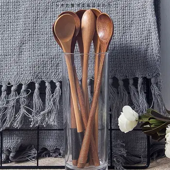

Long Wooden Spoon Kitchen Cooking Utensil Tool Tableware Spoon Coffee Spoons Soup Teaspoon Stirring Spoon