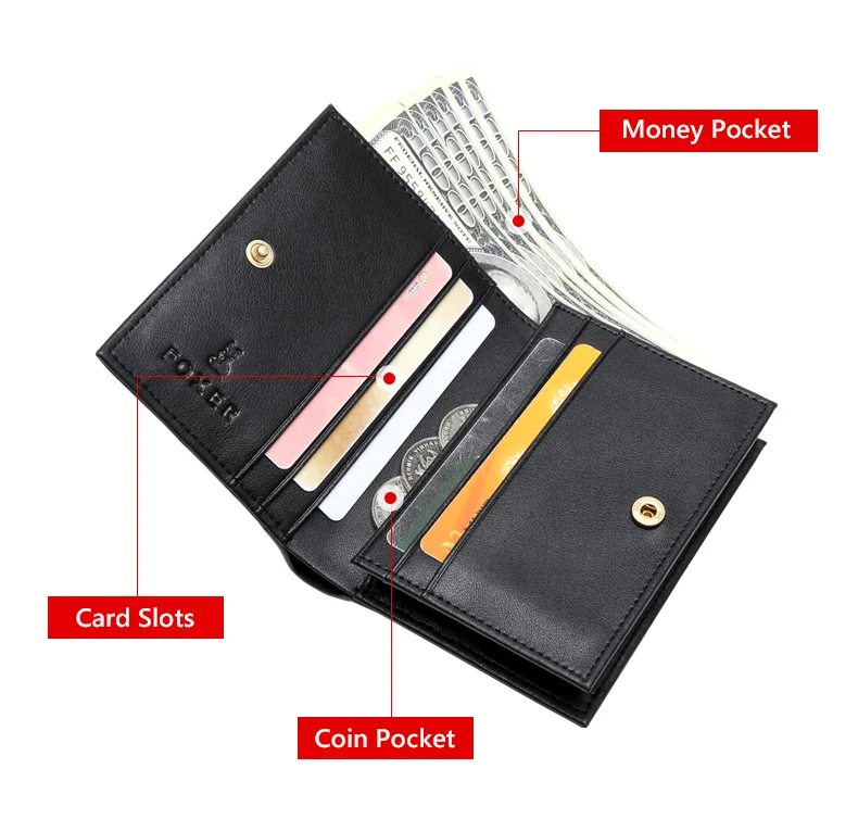 FOXER стильный черный женский кошелек из телячьей кожи сумка для денег модный бренд карты холер для женщин мини кошелек Роскошный монета с изображением Женщины карман