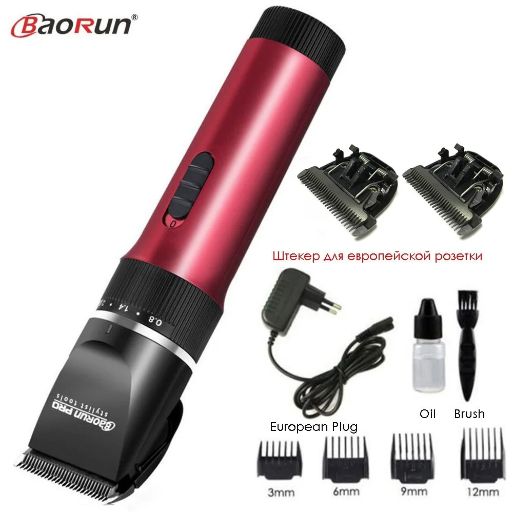 Red Add 2pcs Blade Профессиональная электрическая машинка для стрижки волос с титановым лезвием, перезаряжаемый триммер для волос, литиевая машинка для стрижки волос 2000 мАч для мужчин, Парикмахерская - Цвет: Red Add 2pcs Blade