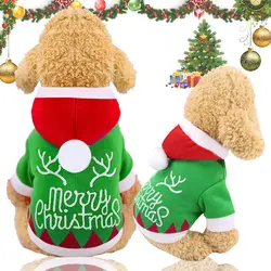 Рождественская Толстовка с капюшоном для собак, одежда для щенков, красное пальто с рисунком собаки, собаки, дерева, с капюшоном, одежда для