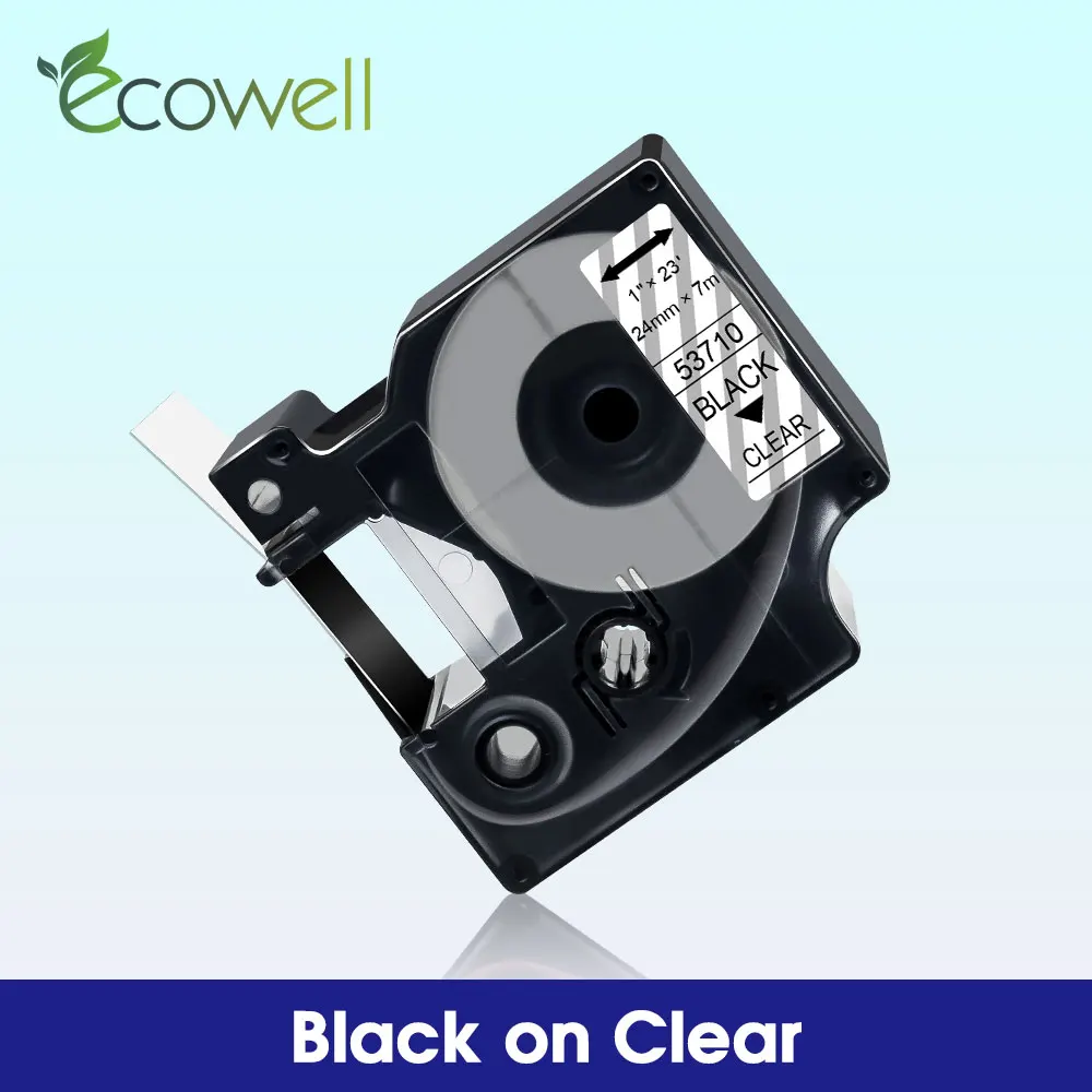 Ecowell 53710 24mm * 7m 프린터 리본 Dymo d1 라벨 테이프 호환 Dymo LabelManager PnP 무선 500TS 용 검정색