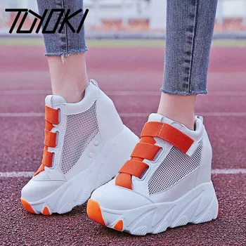 

Tuyoki Size 34-39 Sneakers For Women Round Toe Thick Bottom Wedge Heel Sneakers Casual Shoes Lace Up Female Footwear