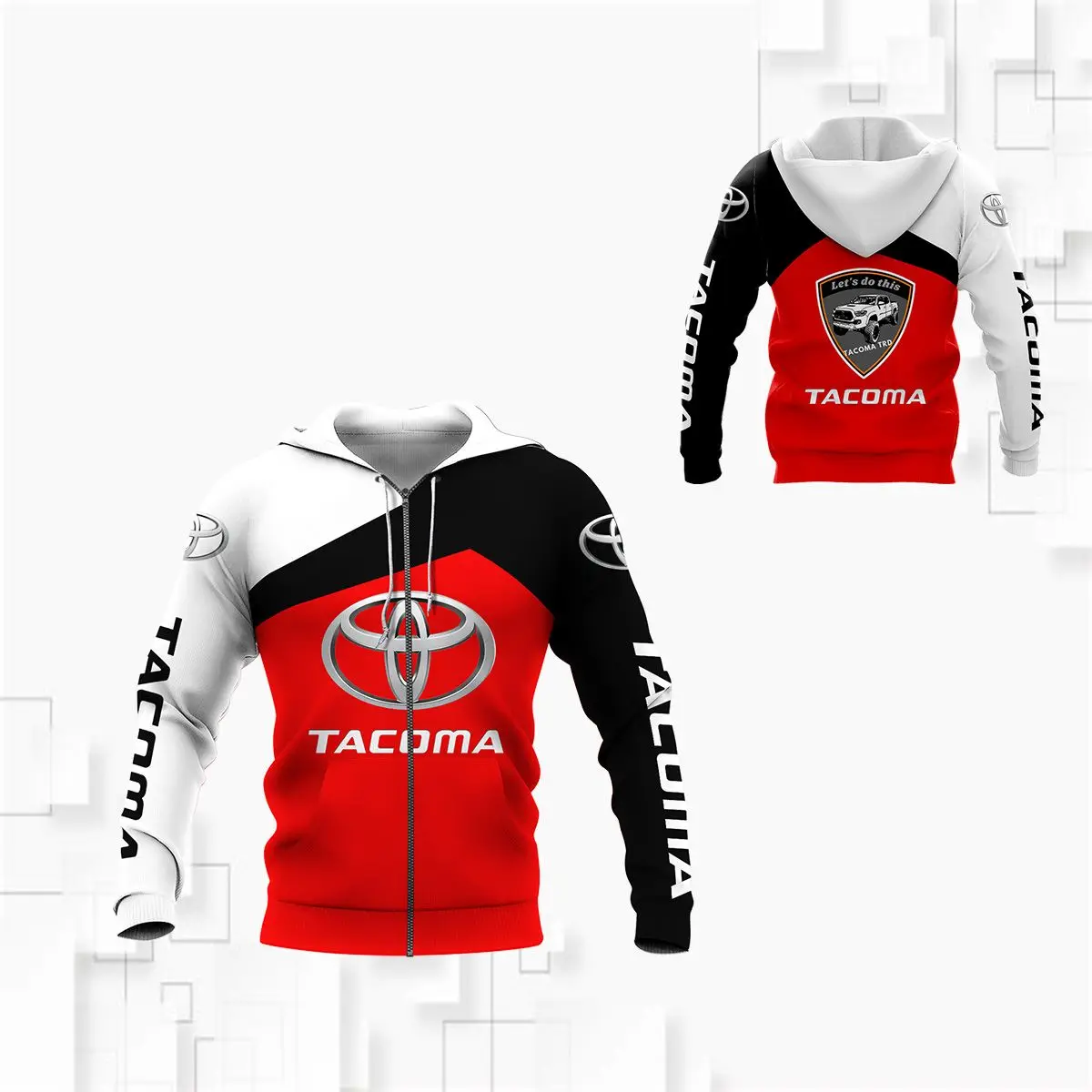 Spring leisure Toyota car logo 3D printing hoodie high quality Harajuku zipper jacket fashion hip hop plus size sportswear punk