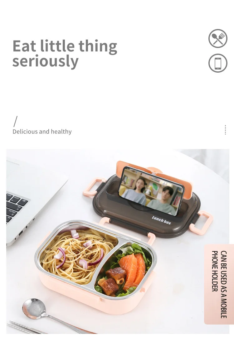 Quality Lunch Box Stainless Steel Bento Leakproof Lunch Box For Kid Portable Microwave Heating Food Containers Box Tableware