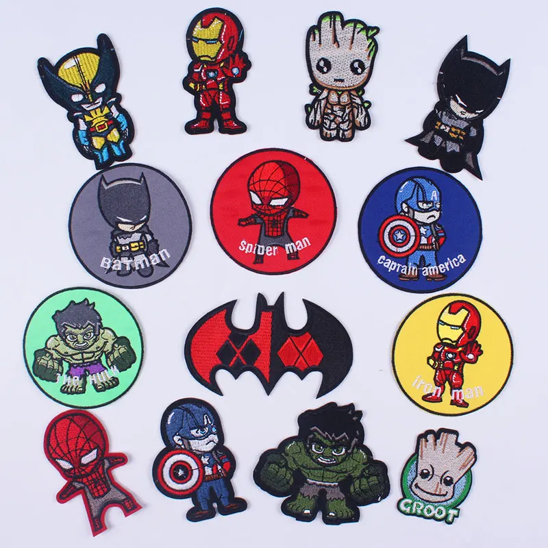 

Fashion Cartoon Super Hero Patches Iron on Patches Appliques for Clothing Stripes Stickers 3D Embroidered Patches on Clothes DIY