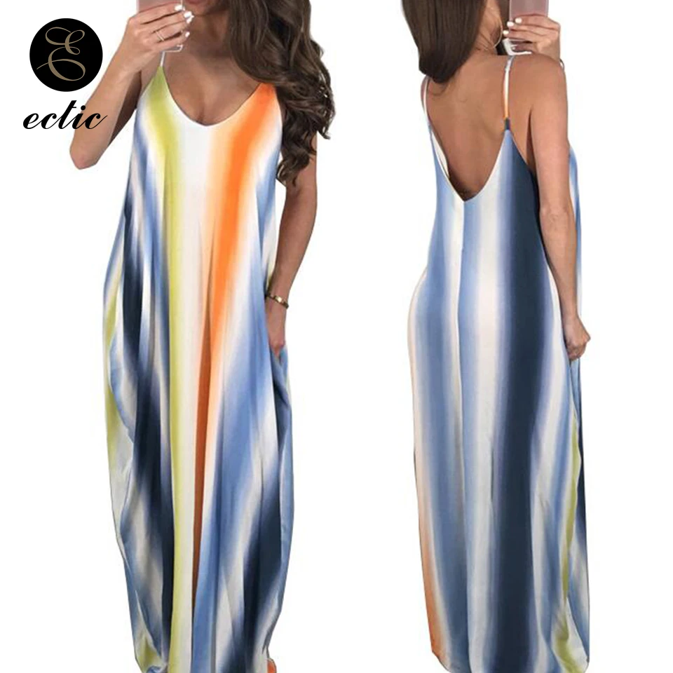 Rainbow Vertical Striped Dress Sukienka Sundress Women Big Size 100kg