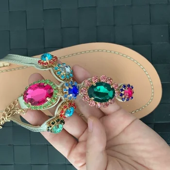 

summer shoes beach woman flip flops studded sandals flat rhinestone sandals diamond sequin designer 2020 chanclas plus size
