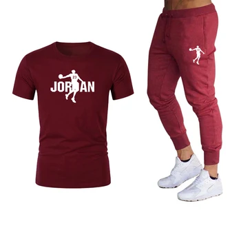 

2020 printed men's suit 2 piece suit sportswear brand men's pants casual T-shirt sportswear suit