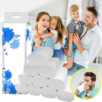 

12 Roll Strong Soft 4-Ply Toilet Paper Bath Tissue Bulk Roll Skin-friendly QJS Shop
