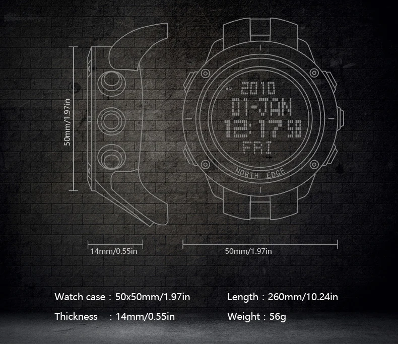 NORTH EDGE мужские спортивные цифровые часы для бега плавания военные армейские часы водонепроницаемые 50 м секундомер таймер