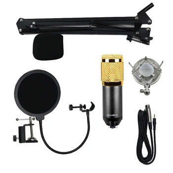 

Professional Wired Microphone Mic Kit with Stand & Pop Filter, Black