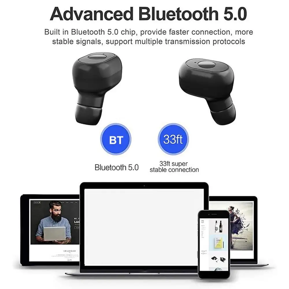 Y80 TWS Fingerprint Touch Bluetooth Earphones HD Stereo Wireless Headphones Noise Cancelling Gaming Headset