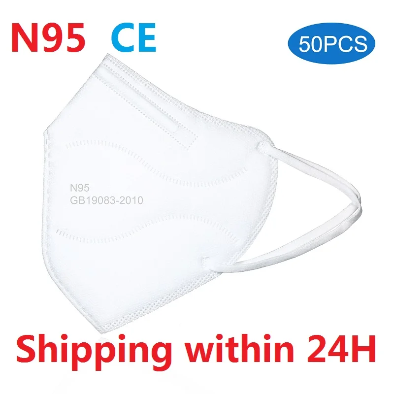 

US CZ Stock N95 Mask 95% Filtration Disposable Face Masks Soft Breathable Non-woven Fabric Mask N95 for Dust Particles Pollution