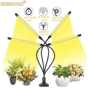 

EU US UK AU Plug USB 4 Head Full Spectrum 3H/6H/12H Timme LED Grow Light Flexible Phyto Lamp for Plants Flowers Grow Boxes