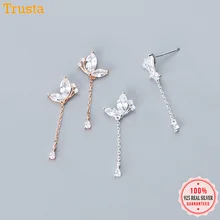 Trustdavis, настоящее 925 пробы, серебро, Ослепительная Бабочка, CZ цепь, серьги-гвоздики для женщин, девушек, хорошее серебро, 925, ювелирное изделие, DT08