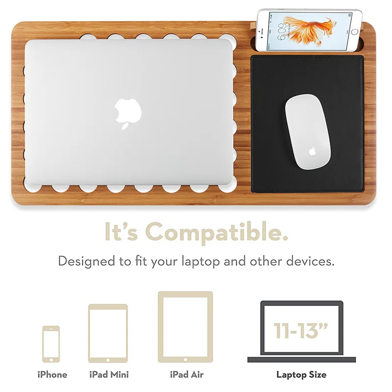 Vmonv New Bamboo Laptop Holder for Macbook Air Pro Retina 11 13 15 Inch Portable Notebook Stand Mount for Lenovo HP 14.1