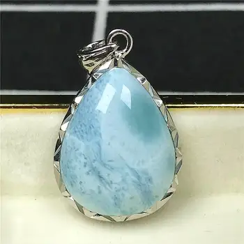 

Top Natural Blue Larimar Pendant Jewelry For Woman Man Crystal 21x18x7mm Beads 925 Silver Dominica Water Pattern Stone AAAAA