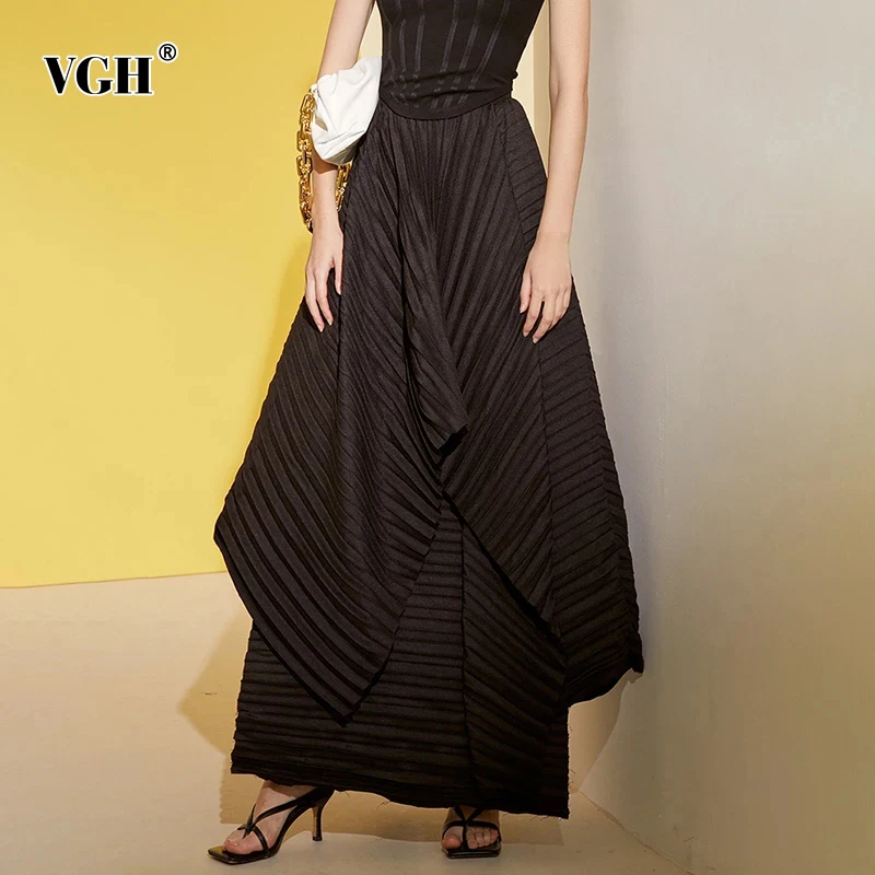 Женская Повседневная юбка с высокой талией VGH свободная Асимметричная