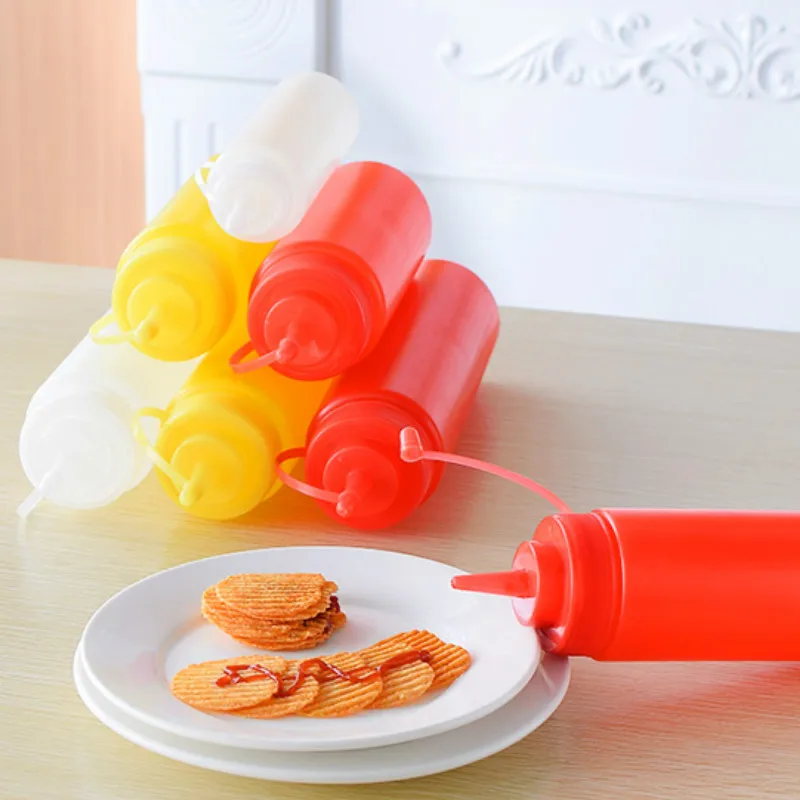 

240mL Plastic Squeeze Sauce Bottle Pot Chocolate Jam Tomato Salad Sauce Seasoning Bottle with Cover