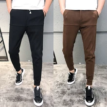 28-36! Брюки мужские корейские тренды дикие осенние и зимние свободные вельветовые плюс бархатные толстые повседневные брендовые комбинезоны брюки