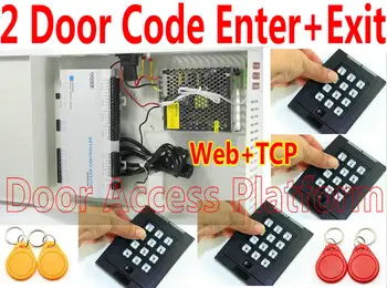 

2 Door Password Enter+Code Exit Anti Pass back Web IP Controller+TCP/IP Network For Office/Factory control+4 pcs Access readers