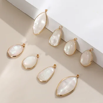 

Copper edge irregular geometric Magic Shell round Drop Pendant DIY handmade jewelry earring accessories material 4pcs